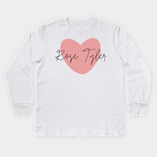 Rose Tyler Pink Heart Kids Long Sleeve T-Shirt